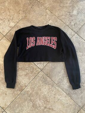 Los Angeles Black Cropped Sweatshirt - Women's Top Rock & Rose Couture Size S